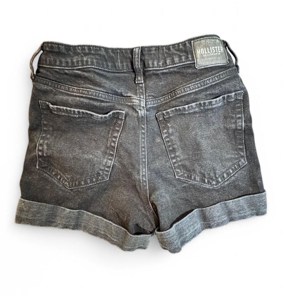 Hollister Women's Black Wash Distressed Denim Shorts - Picture 2 of 5